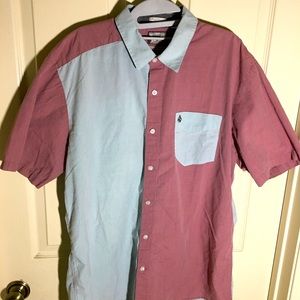 Volcom Men’s XL Blue/Salmon Button Shirt